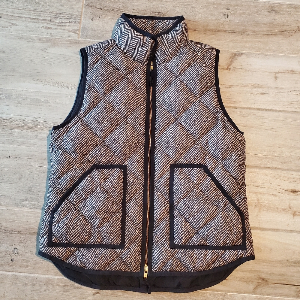 J. Crew Black and White Herringbone Vest